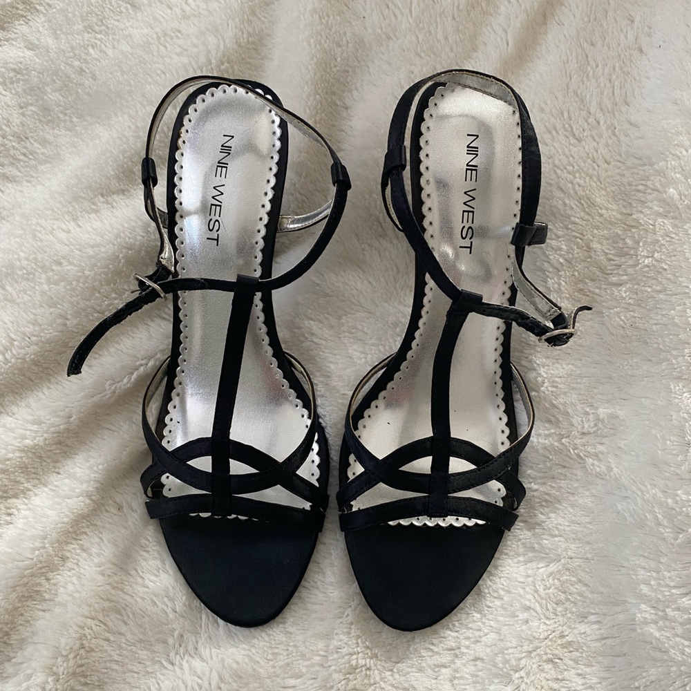 Nine West Black Strappy Heels Size 7.5